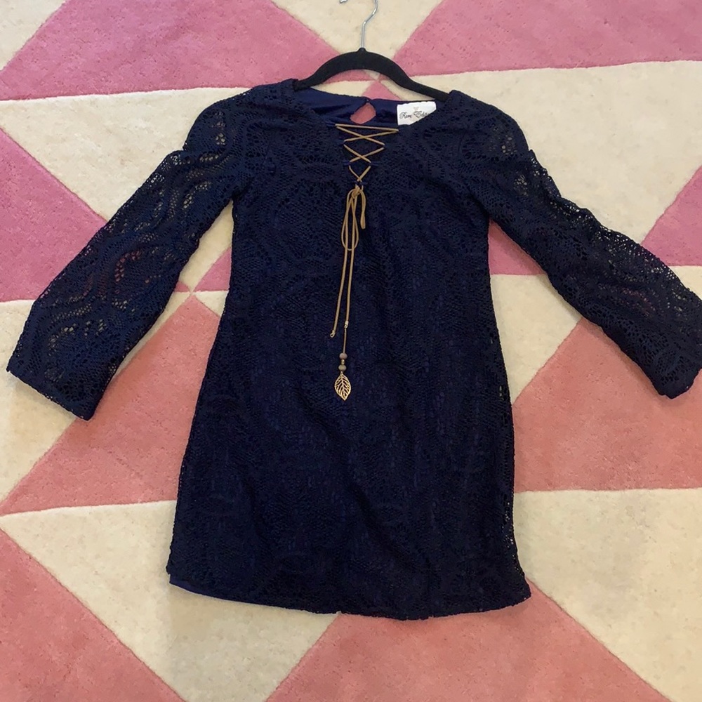 Rare editions navy lace girls dress size 12